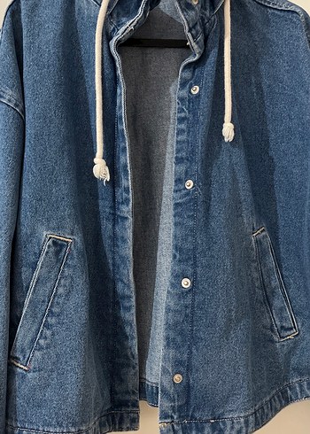 Düğmeli Koyu Mavi Kadın Kot Ceket - Görsel 5