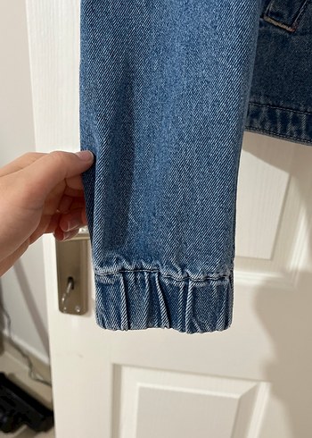 Düğmeli Koyu Mavi Kadın Kot Ceket - Görsel 4