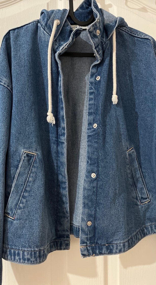 Düğmeli Koyu Mavi Kadın Kot Ceket - Görsel 5