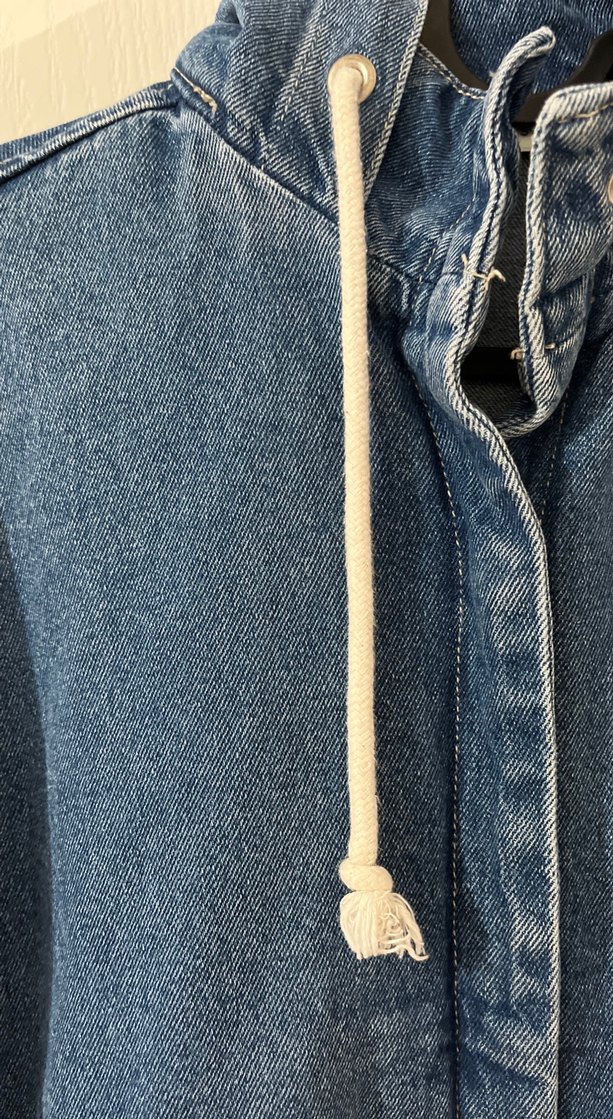 Düğmeli Koyu Mavi Kadın Kot Ceket - Görsel 2