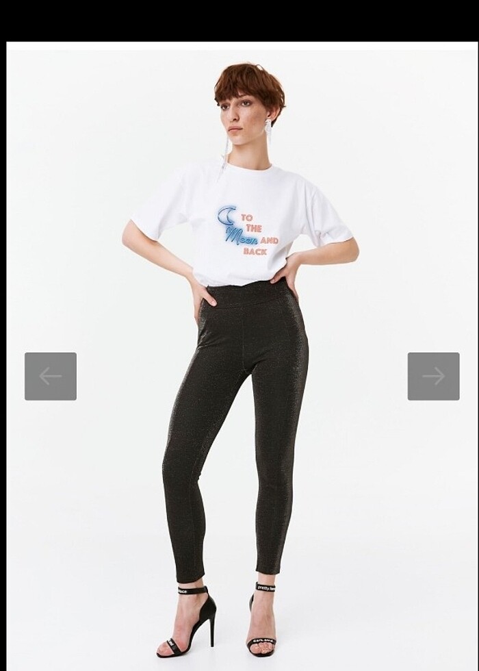 TWİST Simli Örme Kahverengi Tayt Pantolon - Görsel 4