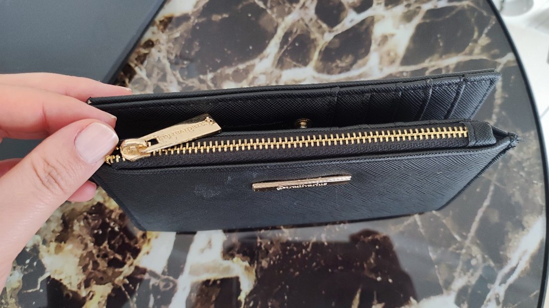 Deri Fermuarlı Siyah Kadın Cüzdanı - Görsel 2