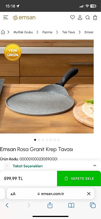 Emsan Rosa granit krep tavası