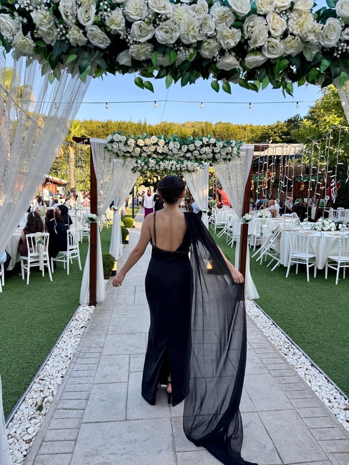 Cengiz aktürk Siyah Uzun Abiye Elbise - Görsel 5