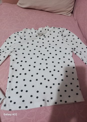 Kız Çocuk Beyaz Puantiyeli Uzun Kollu Balıkçı Yaka - Görsel 3