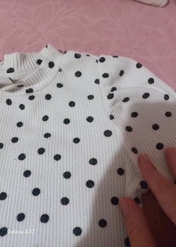 Kız Çocuk Beyaz Puantiyeli Uzun Kollu Balıkçı Yaka - Görsel 5