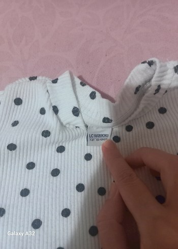 Kız Çocuk Beyaz Puantiyeli Uzun Kollu Balıkçı Yaka - Görsel 2