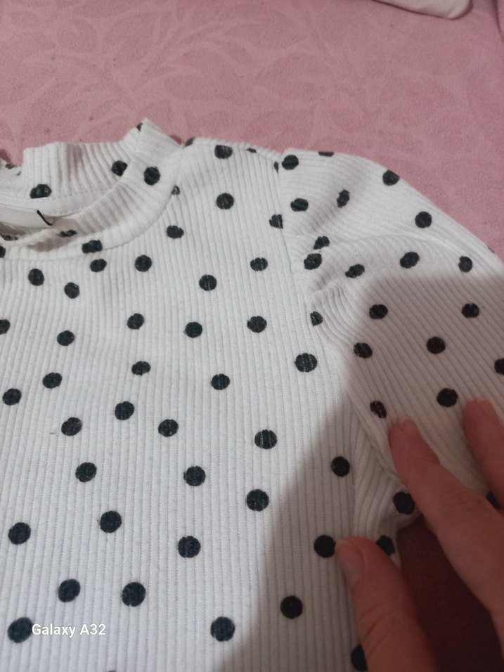 Kız Çocuk Beyaz Puantiyeli Uzun Kollu Balıkçı Yaka - Görsel 5