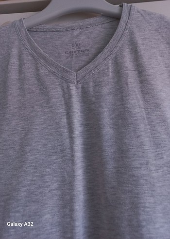 Gri V Yaka Kısa Kollu Hamile Tişörtü - Görsel 4