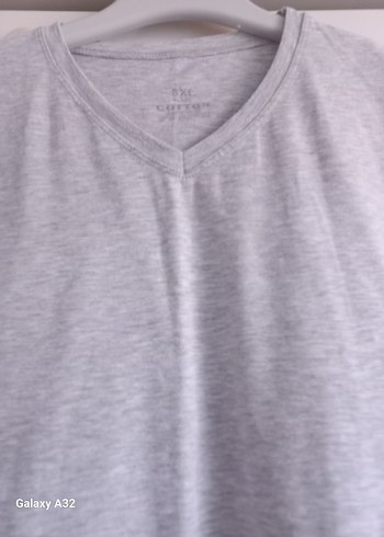 Gri V Yaka Kısa Kollu Hamile Tişörtü - Görsel 2