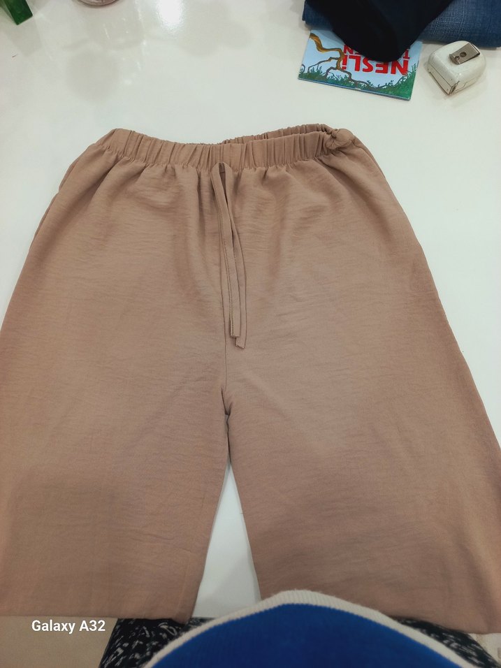 Bej Kadın Keten Salaş Pantolon - Görsel 4