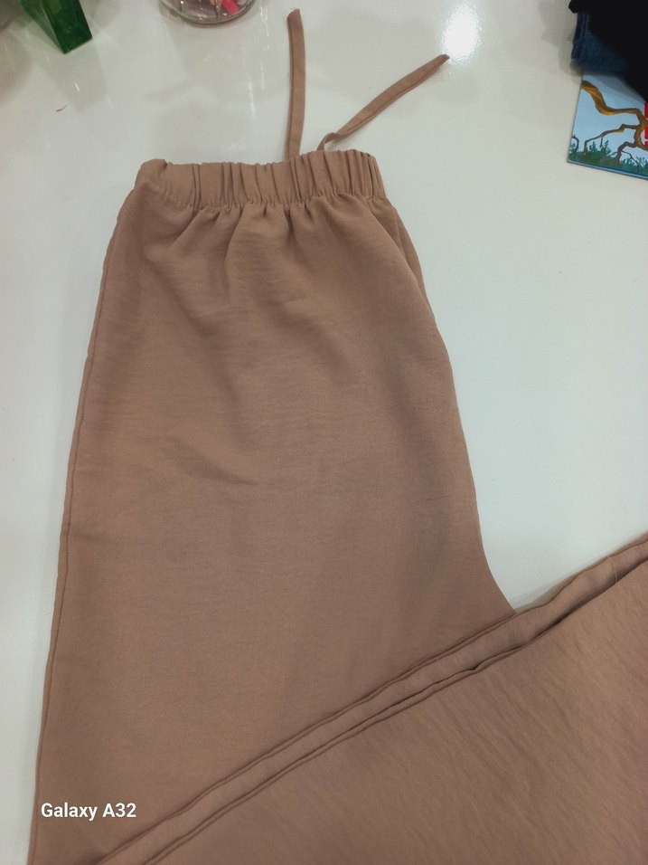 Bej Kadın Keten Salaş Pantolon - Görsel 2