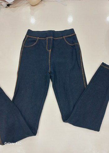 Kızlar için Lacivert Elastik Bel Denim Pantolon - Görsel 2