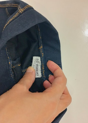 Kızlar için Lacivert Elastik Bel Denim Pantolon - Görsel 4