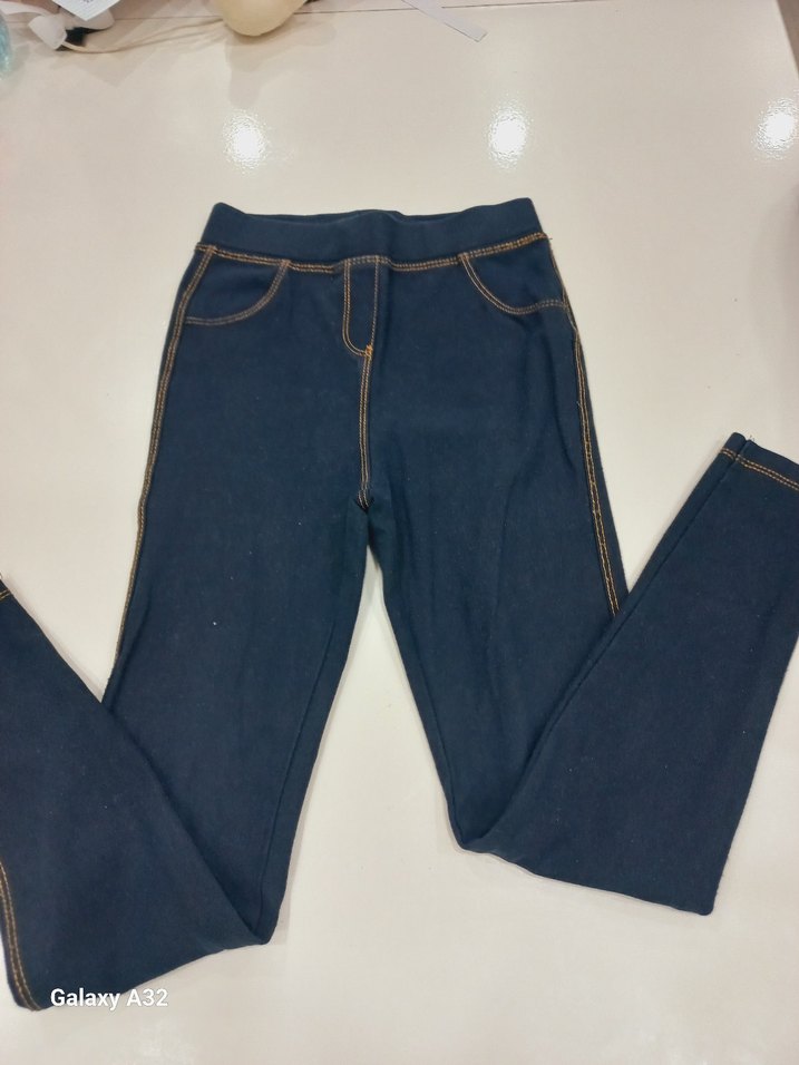 Kızlar için Lacivert Elastik Bel Denim Pantolon - Görsel 2