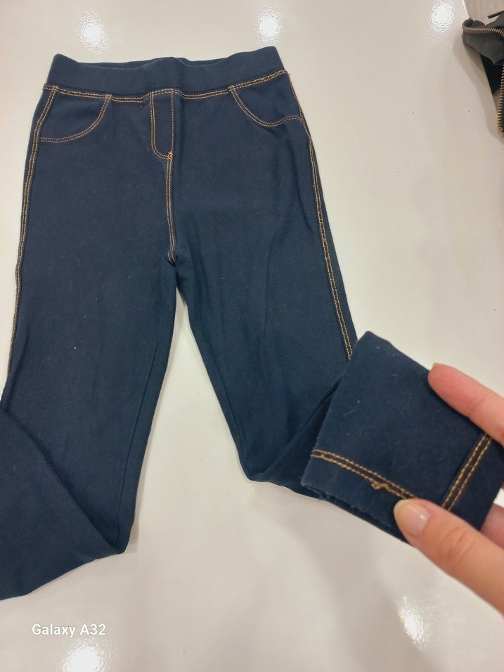 Kızlar için Lacivert Elastik Bel Denim Pantolon - Görsel 3