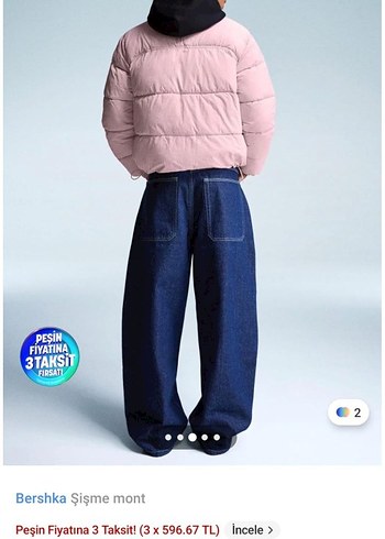 Pudra Pembe Düğmeli Şişme Mont - Görsel 3