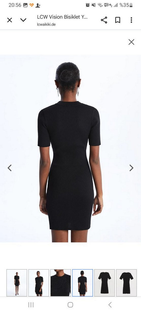 Siyah Kısa Kollu Midi Triko Elbise - Görsel 3