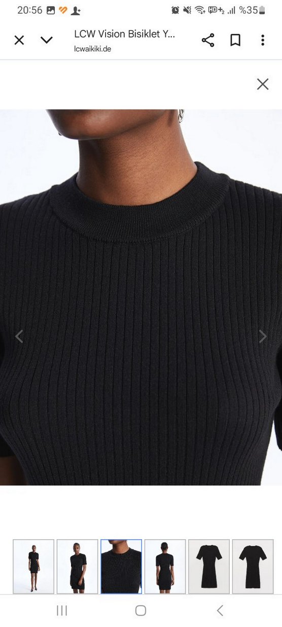 Siyah Kısa Kollu Midi Triko Elbise - Görsel 2