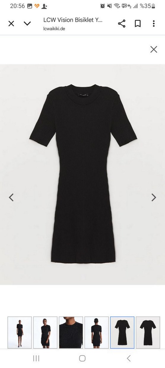 Siyah Kısa Kollu Midi Triko Elbise - Görsel 4