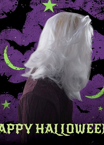 Kuru Kafalı Beyaz Saçlı Cadı Maskesi - Görsel 3