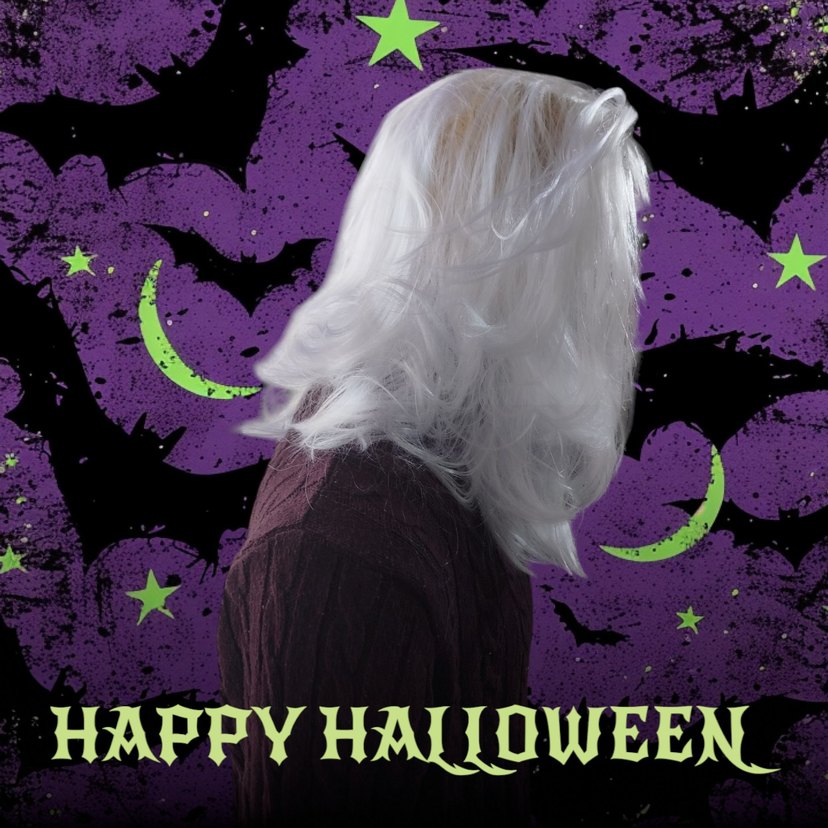 Kuru Kafalı Beyaz Saçlı Cadı Maskesi - Görsel 3