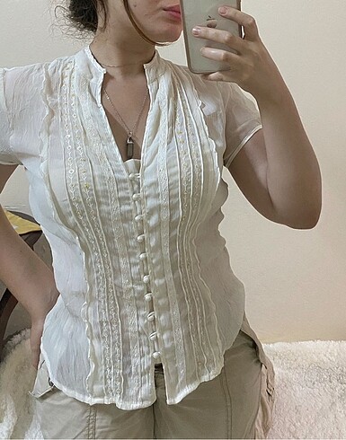 vintage tül bluz