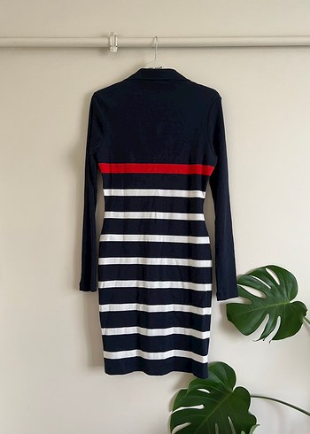Uzun Kollu Çizgili Lacivert U.S.Polo Elbise - Görsel 2