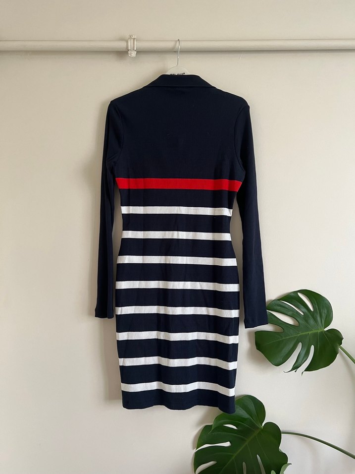 Uzun Kollu Çizgili Lacivert U.S.Polo Elbise - Görsel 2