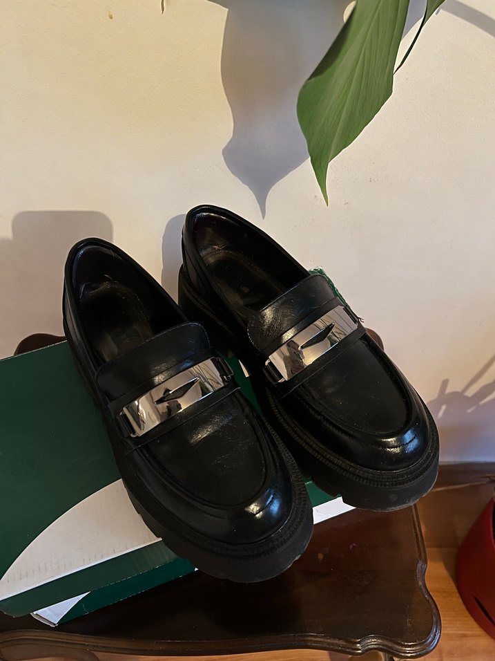 Siyah Platform Topuklu Kadın Loafer - Görsel 3