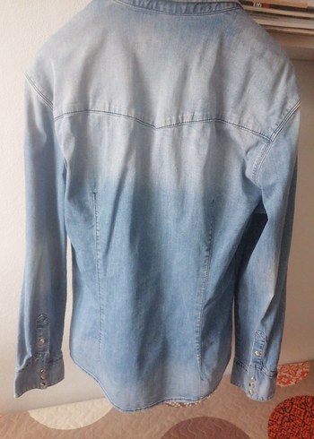 m Beden mavi Renk Düğmeli Gri Denim erkek Gömlek