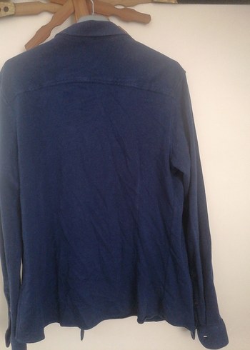 s/m Beden mavi Renk Düğmeli Koyu Mavi Denim Erkek Gömlek