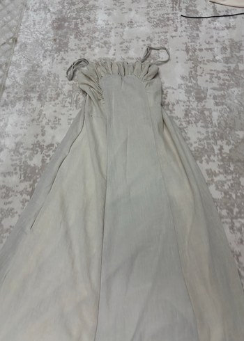 Bohem Bej Uzun Keten elbise - Görsel 3