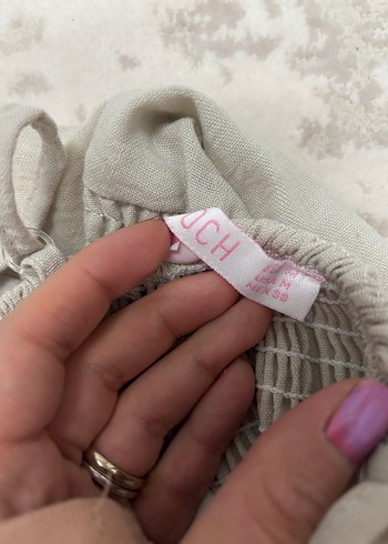 Bohem Bej Uzun Keten elbise - Görsel 5