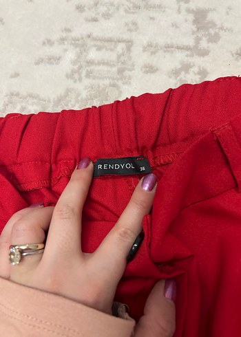 Kırmızı Kadın Kumaş Pantolon - Görsel 4