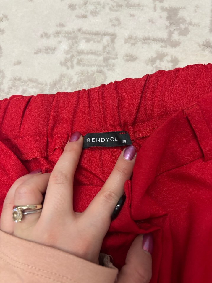 Kırmızı Kadın Kumaş Pantolon - Görsel 4