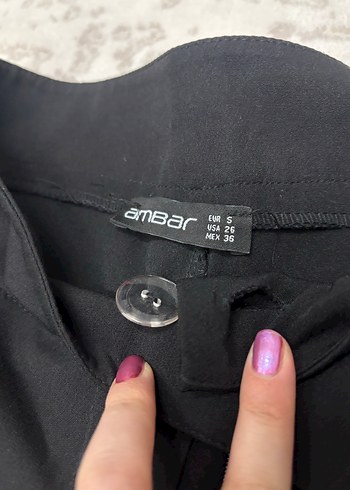 Siyah Kadın Kemerli Midi Kumaş Pantolon - Görsel 4