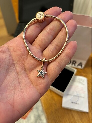 Pandora Orjinal,sertifikalı sıfır,Altın kaplama pandora bileklik + charm