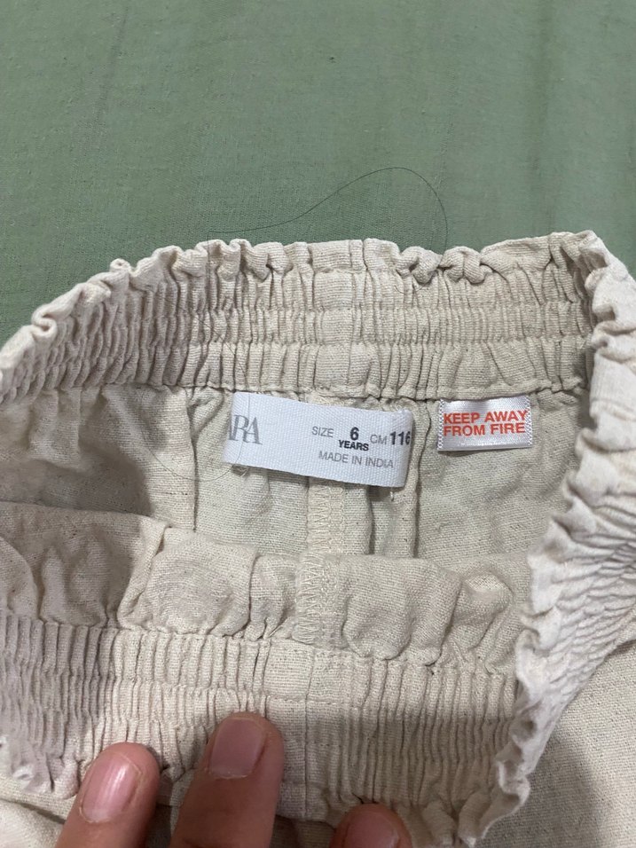 Nakışlı Dantelli Kız Çocuk Keten Takım - Görsel 5