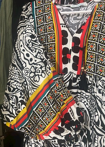 Bohem Çok Renkli Desenli Uzun Elbise - Görsel 2