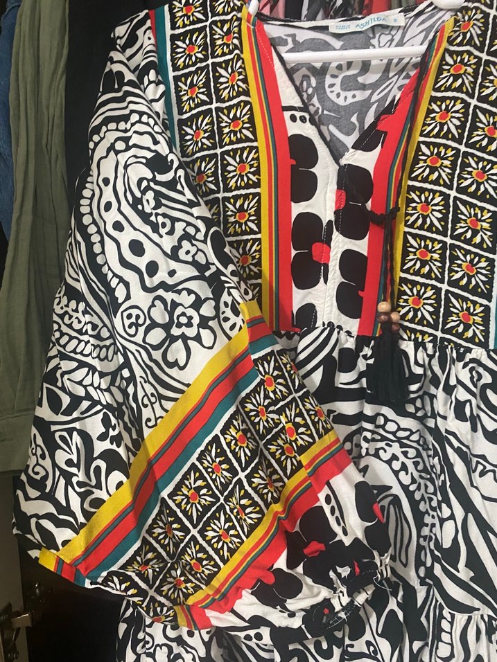 Bohem Çok Renkli Desenli Uzun Elbise - Görsel 2