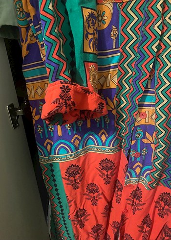 Renkli Bohem Uzun Elbise - Görsel 2