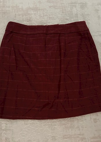 Zara Düğmeli Bordo Mini Etek