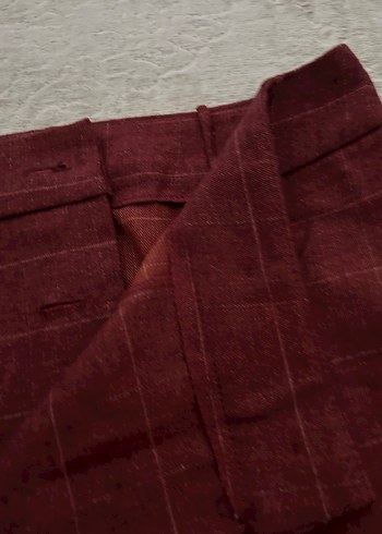 s Beden bordo Renk Düğmeli Bordo Mini Etek
