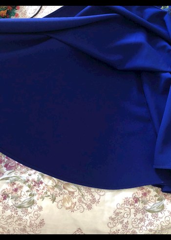 Etnik Desenli Mavi Straplez Midi Elbise - Görsel 7