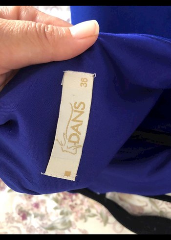 Etnik Desenli Mavi Straplez Midi Elbise - Görsel 6