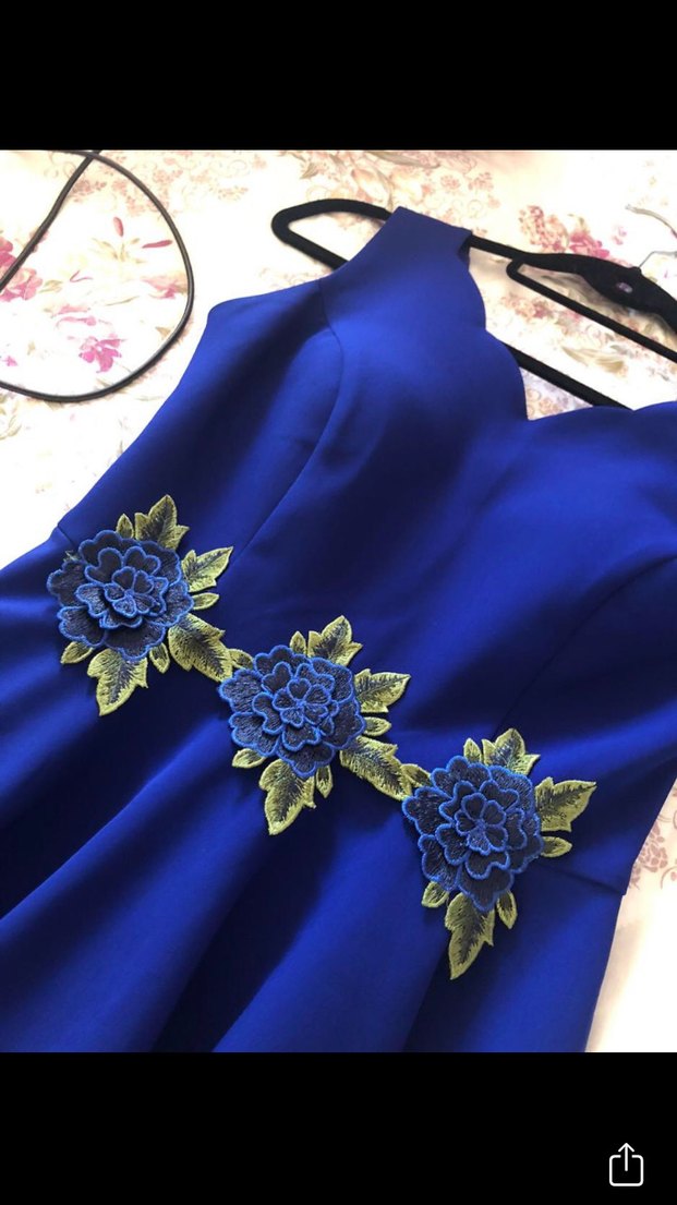 Etnik Desenli Mavi Straplez Midi Elbise - Görsel 4