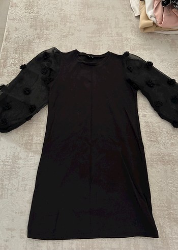 Siyah Uzun Kollu Mini Elbise - Görsel 2