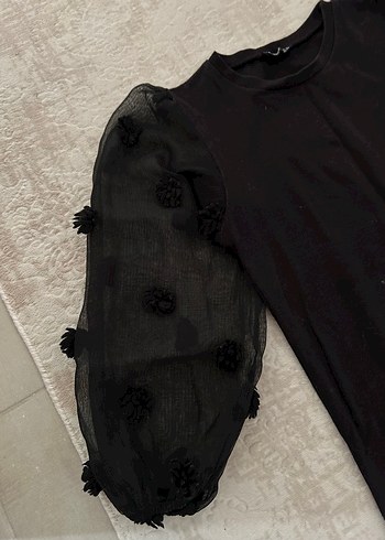 Siyah Uzun Kollu Mini Elbise - Görsel 5