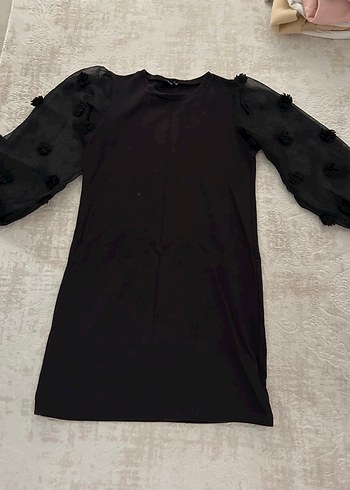 Siyah Uzun Kollu Mini Elbise - Görsel 4